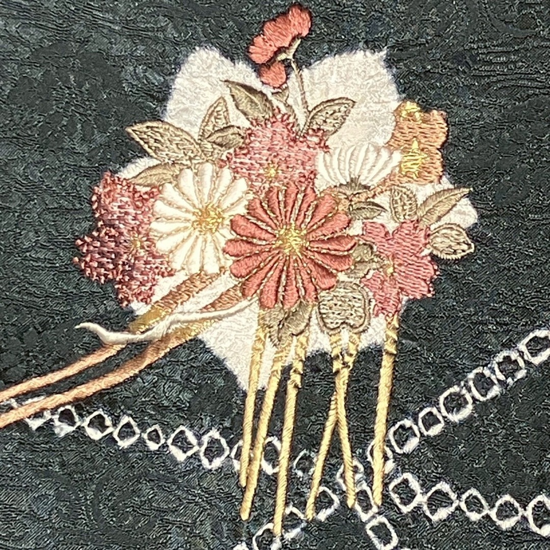 6750］訪問着 美品 花吉祥文様 絞り 刺繍 正絹 着物 袷の通販｜www