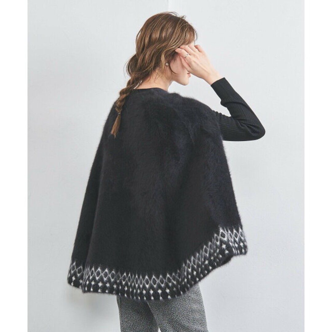 UNITED ARROWS - 【BLACK】フォックス カシミヤ ジャカード ケープの