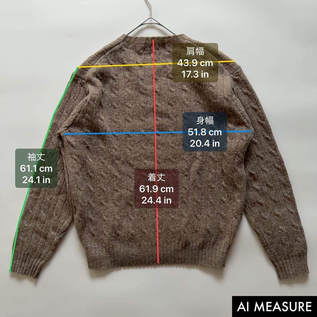 90s ポロバイラルフローレン ウール ケーブルニット ポニー M キャメル