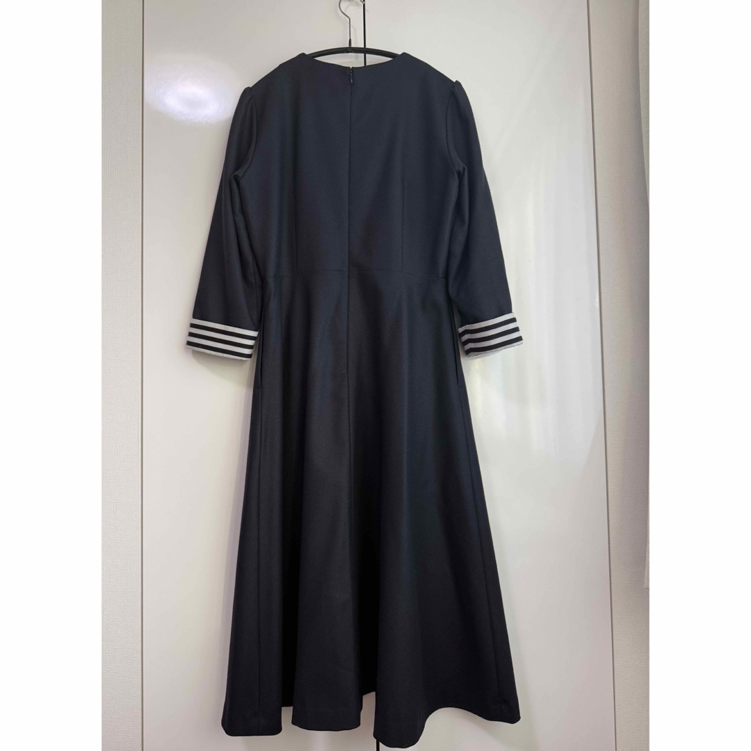 最終価格】W FRONT WOOL DRESS ネイビー 38