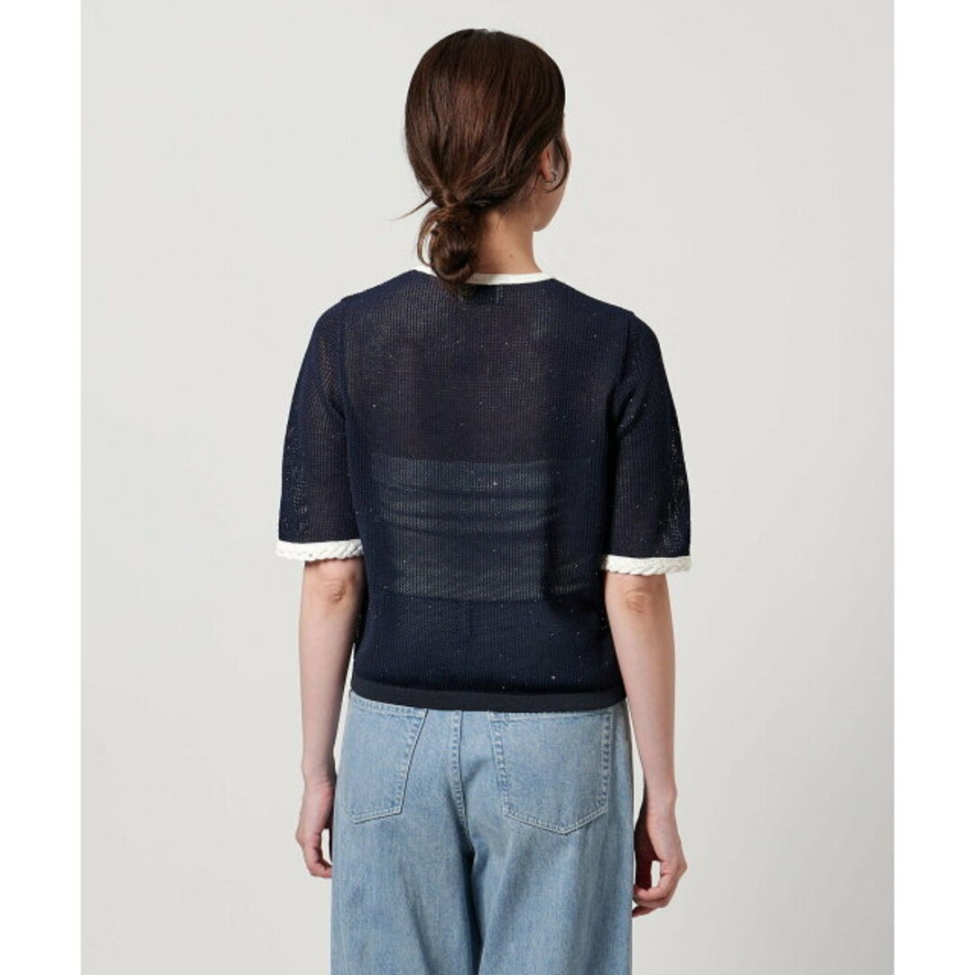 UNITED ARROWS - 【NAVY】メッシュ スパンコール ニットカーディガン