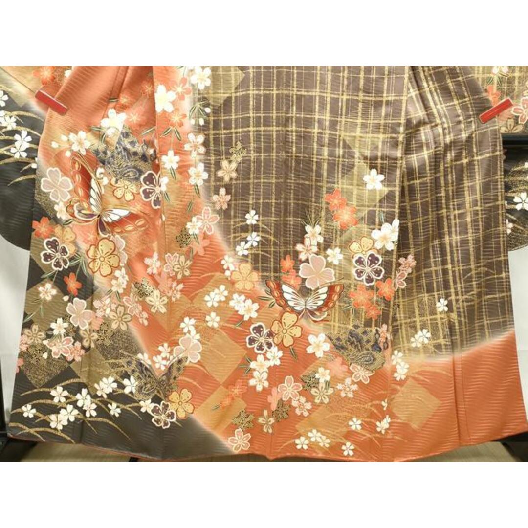 平和屋着物□豪華振袖 駒刺繍 花蝶文 暈し染め 金彩 正絹 逸品