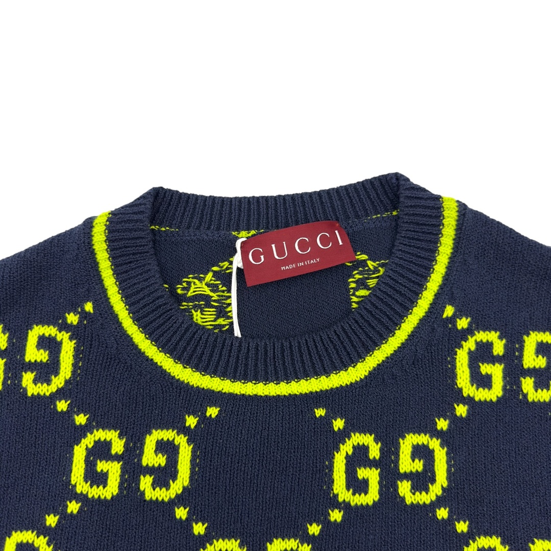 GUCCI - グッチ GUCCI GG総柄ニットセーター 791043 ネイビー コットン