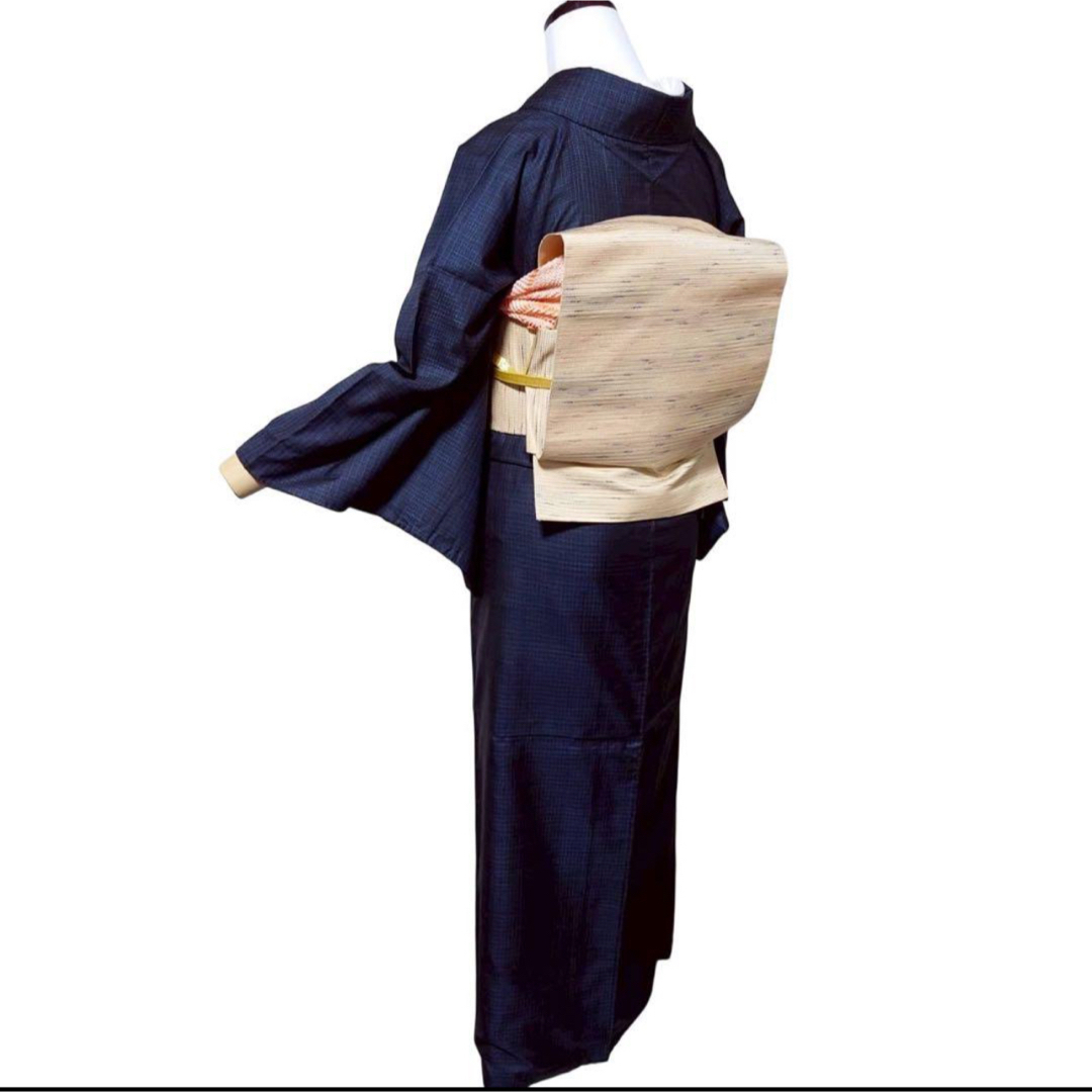 袷 正絹 紬 大島紬系 小紋 フルセット 4点 美品 フ9-12の通販 by (株