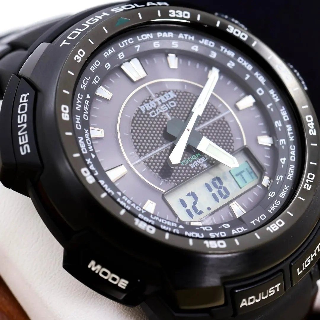 稼働 CASIO PROTRK 腕時計 電波ソーラー アナデジ 外箱 2899
