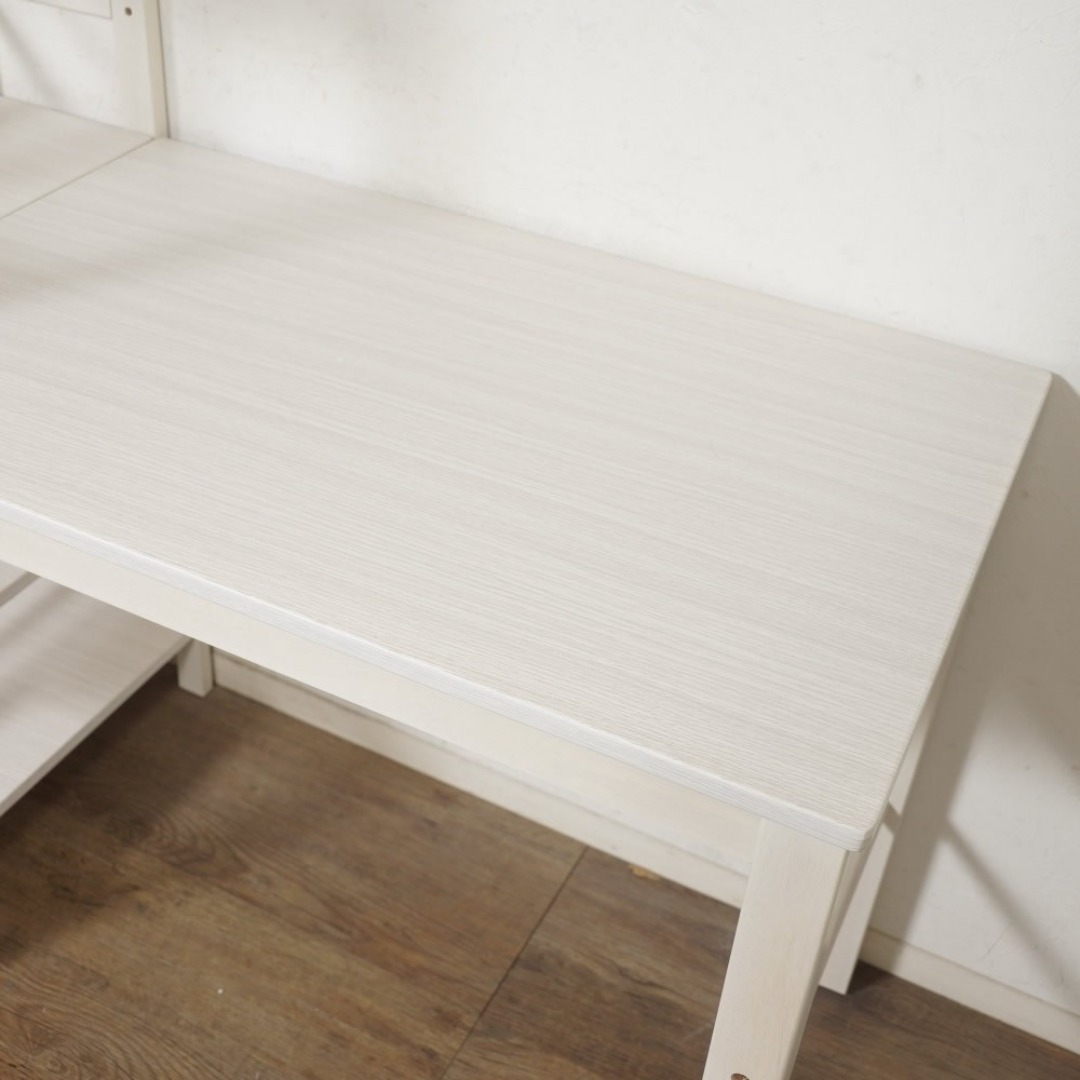 新品】ラック付きデスク 可動式棚 幅105cm 収納 多用途 ホワイト