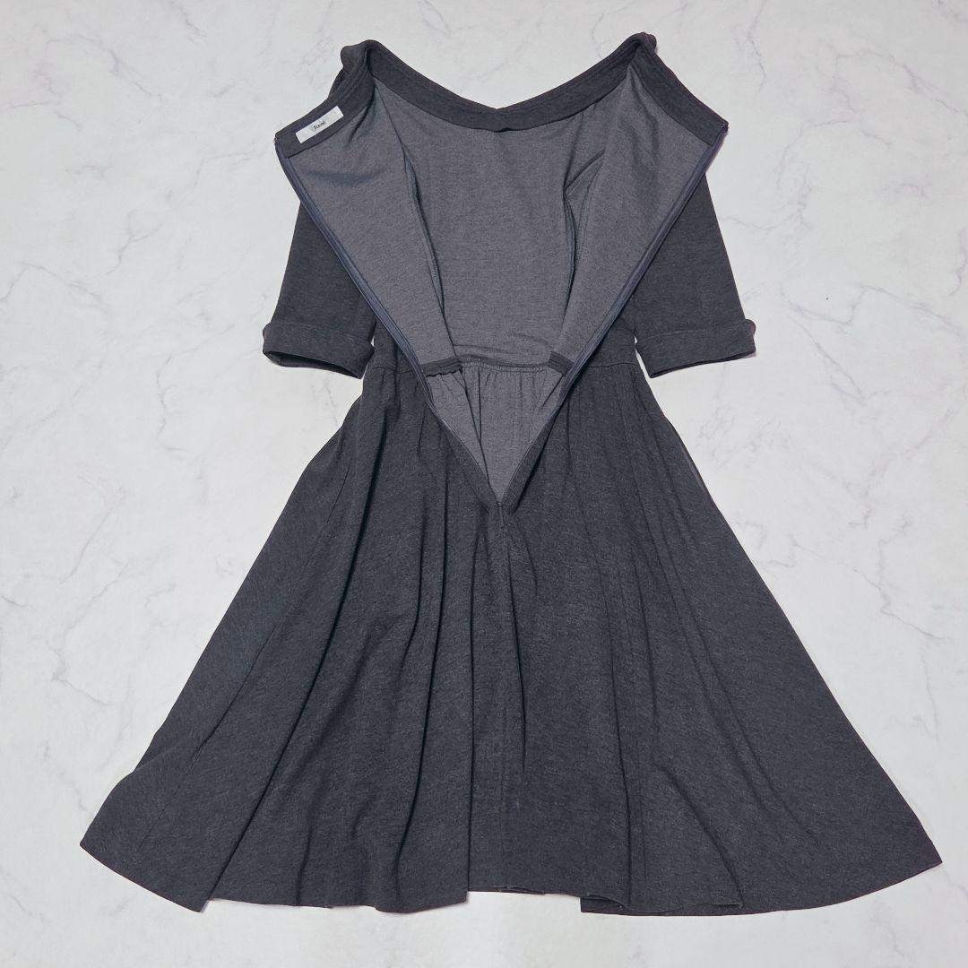 René - 美品✨ルネ Rene 襟付き フレア 5分袖 ワンピース Aライン