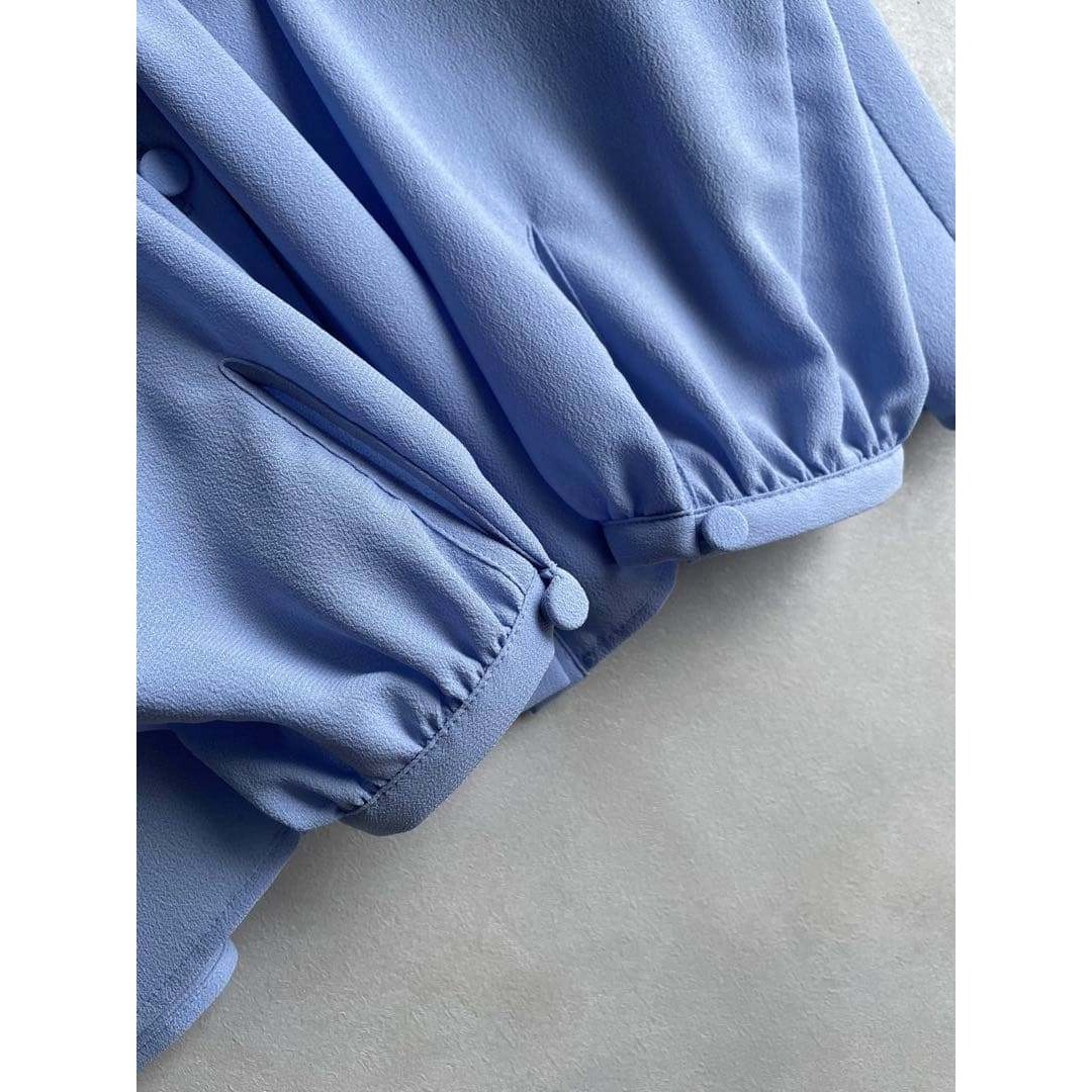 未使用タグ付き✨アナイ 2025 ジョーゼットカラミラッフルブラウス 38 水色