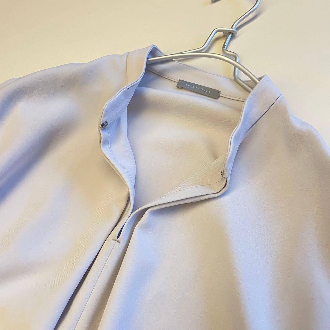 25モデル✨セオリーリュクス サテン バンドカラー ブラウス 比翼