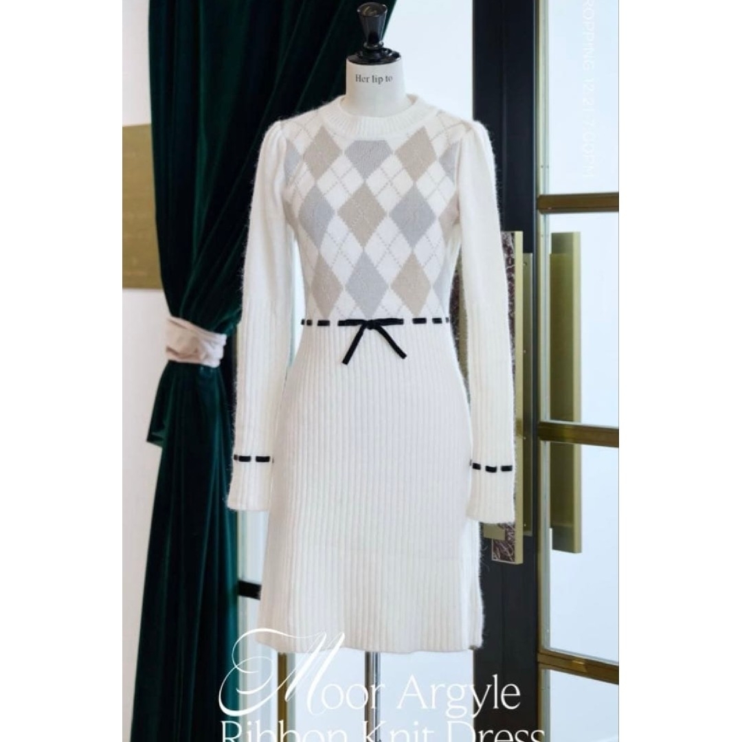 み*き様 herlipto Moor Argyle Ribbon Knit Dr 新色】Moor Argyle