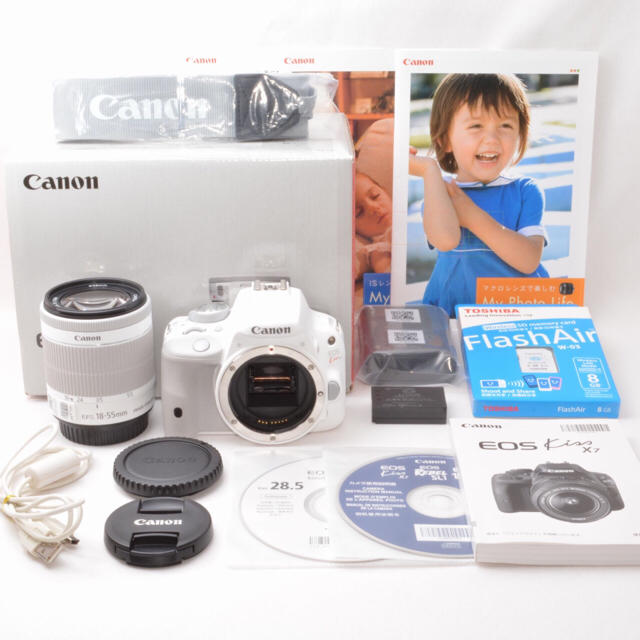 ショット数少なめ Canon EOS Kiss X7⭐️ホワイト スマホ転送 ⭐️新品