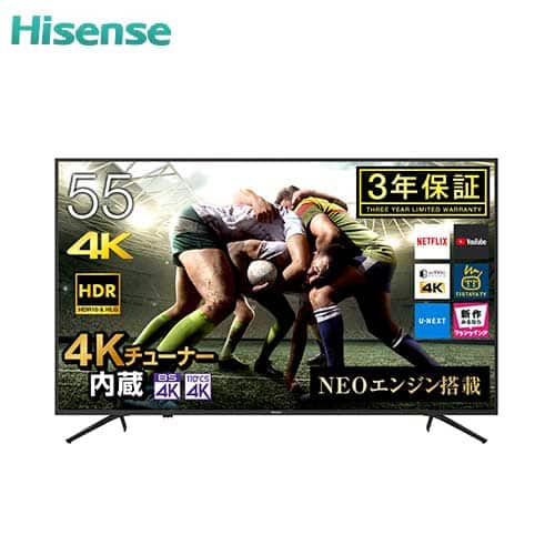 ハイセンス テレビ 【美品】55V型 液晶テレビ ブラック 55E6000 設置