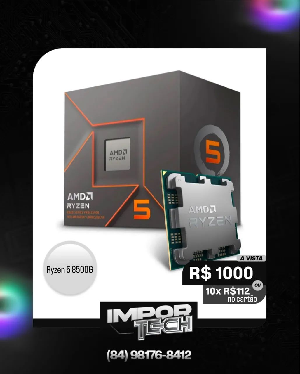 Processador Ryzen 5 8500g 5.0ghz Turbo 6-cores 12-thread AM5
