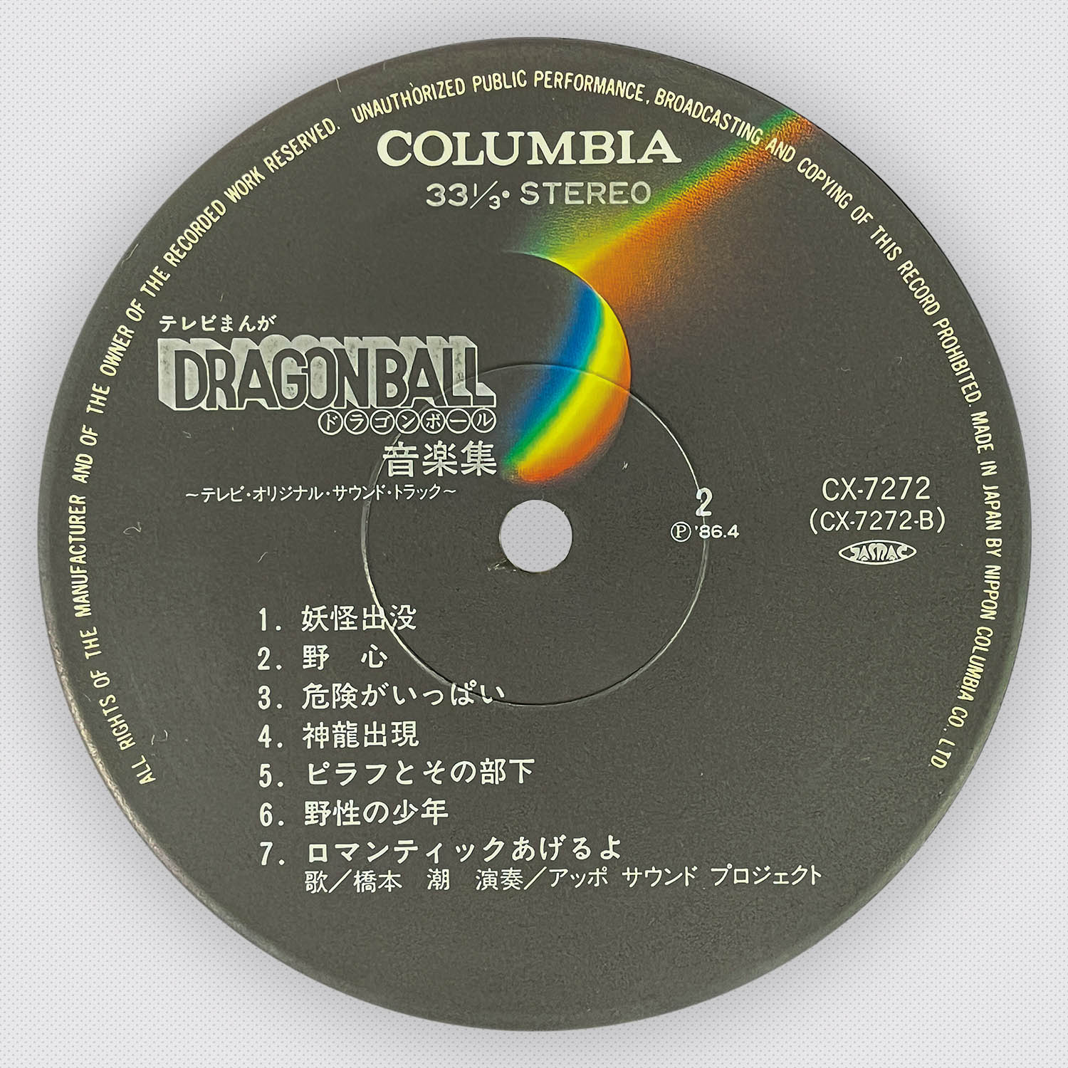 7004] [CX-7272] ドラゴンボール音楽集 テレビ・オリジナル・サウンド