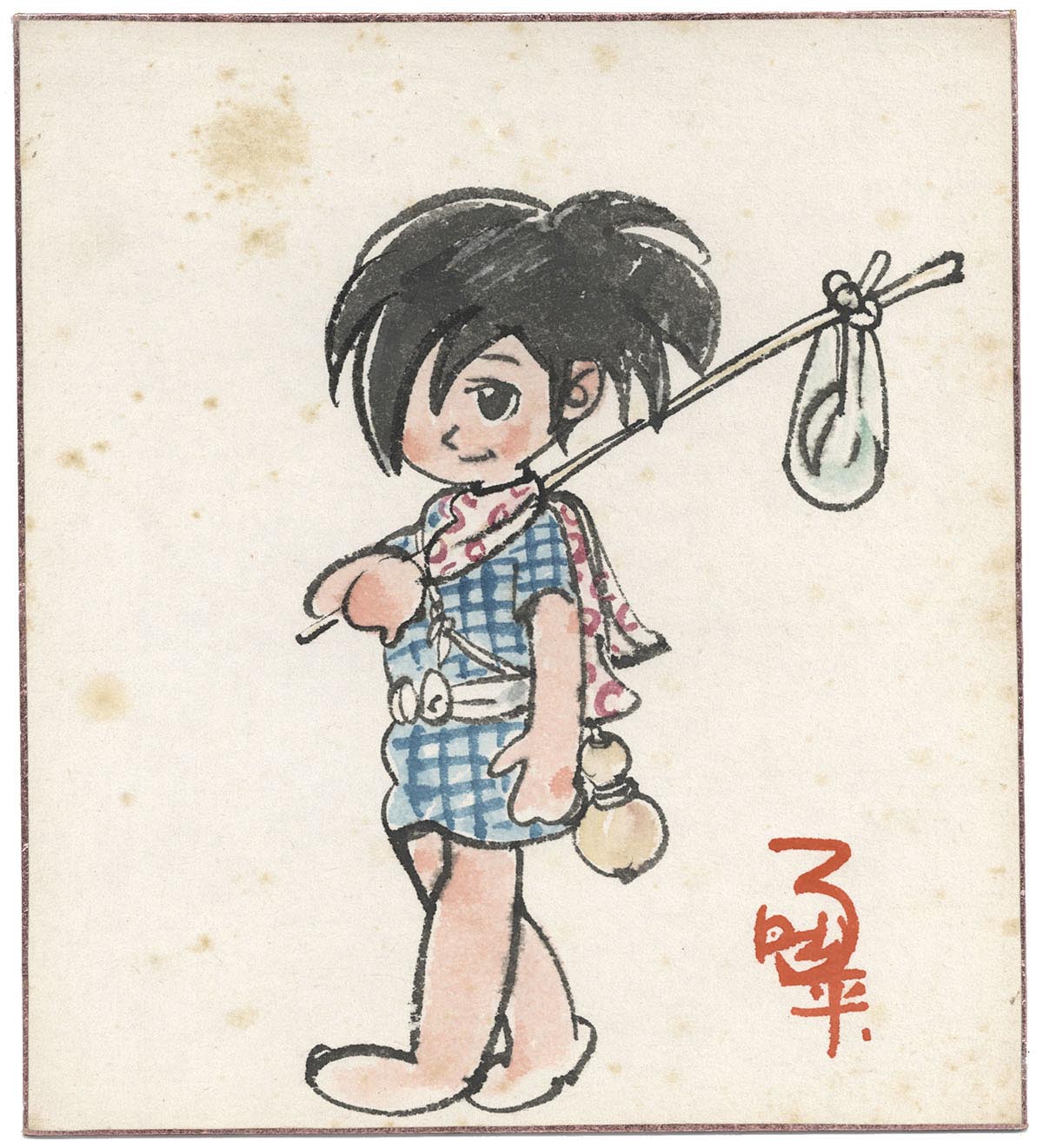 白土三平直筆カラー色紙「サスケ」