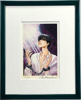 鴨川つばめ直筆サイン入カラー複製イラスト[マカロニほうれん荘]