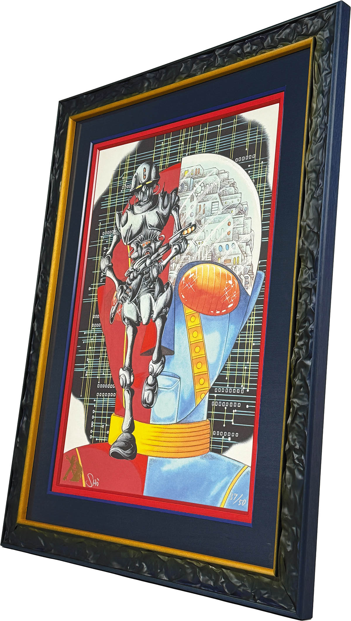 4161] 石ノ森章太郎 直筆サイン入りカラー複製イラスト「人造人間