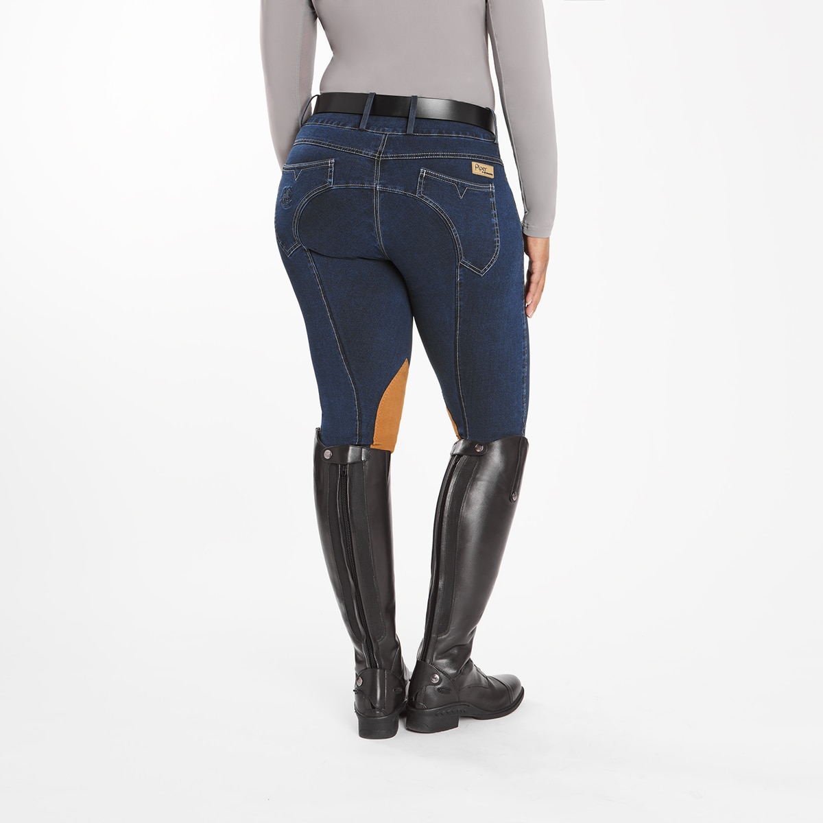 Piper Stretch Denim Curvy Fit Breeches by SmartPak- Knee Patch