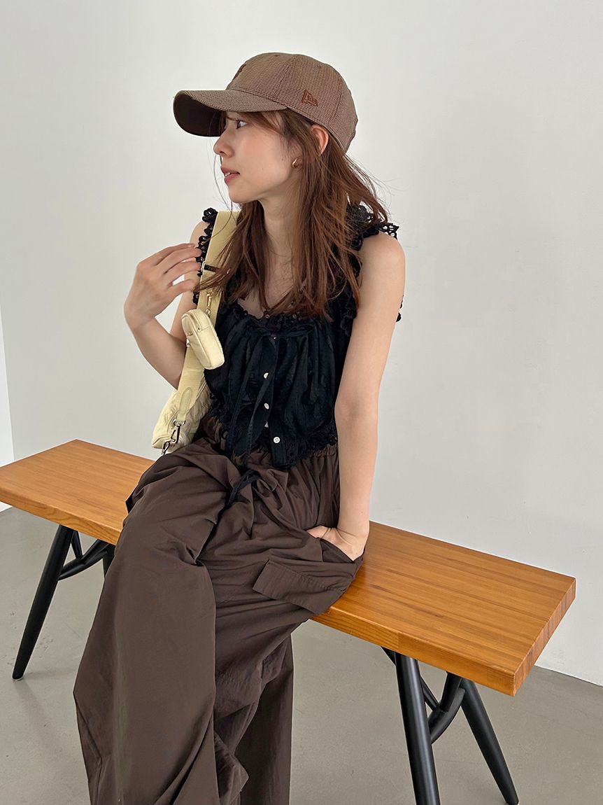 クロップドコットンフリルブラウス(シャツ・ブラウス)｜トップス