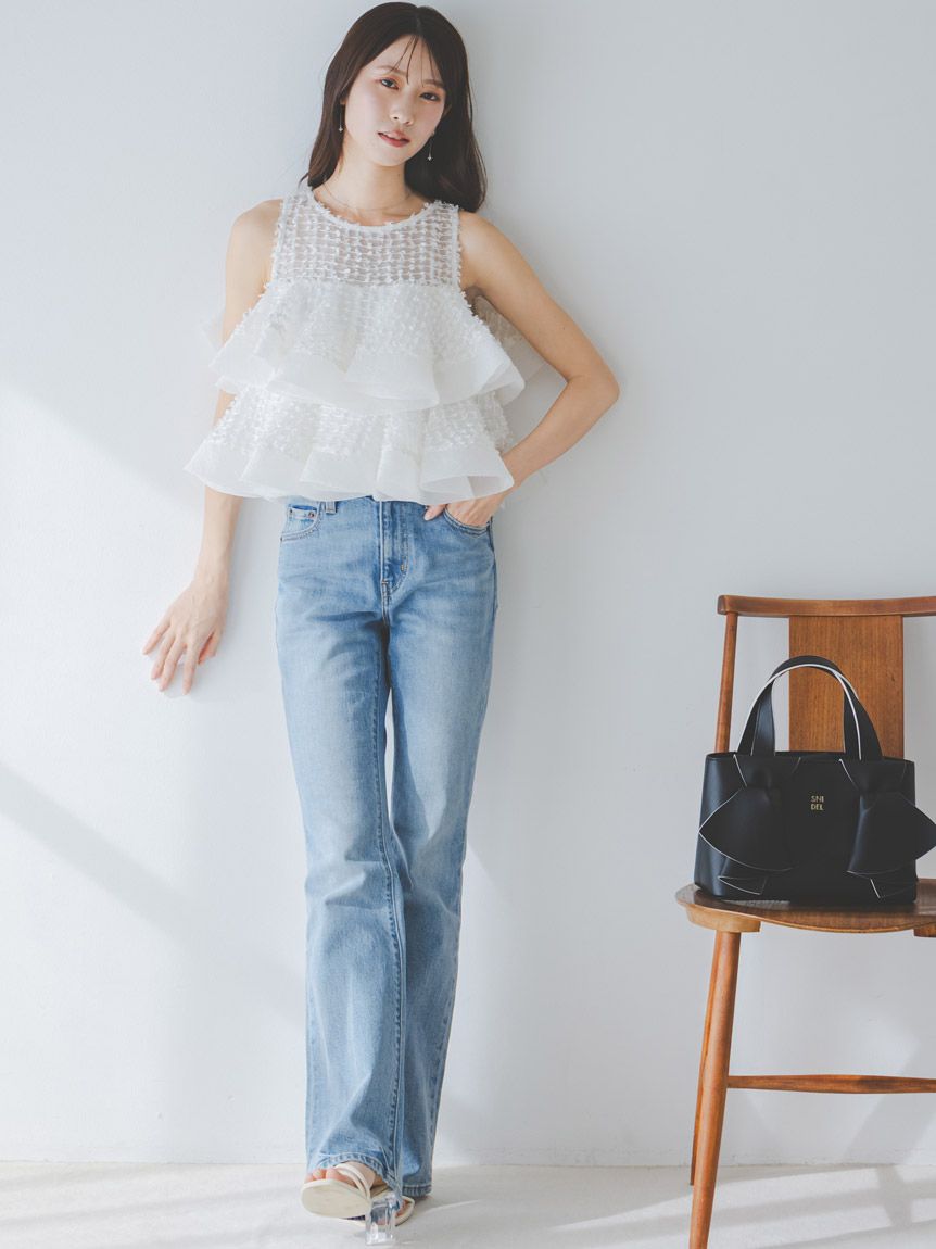 ラッフルジャガードボリュームブラウス(シャツ・ブラウス)｜トップス