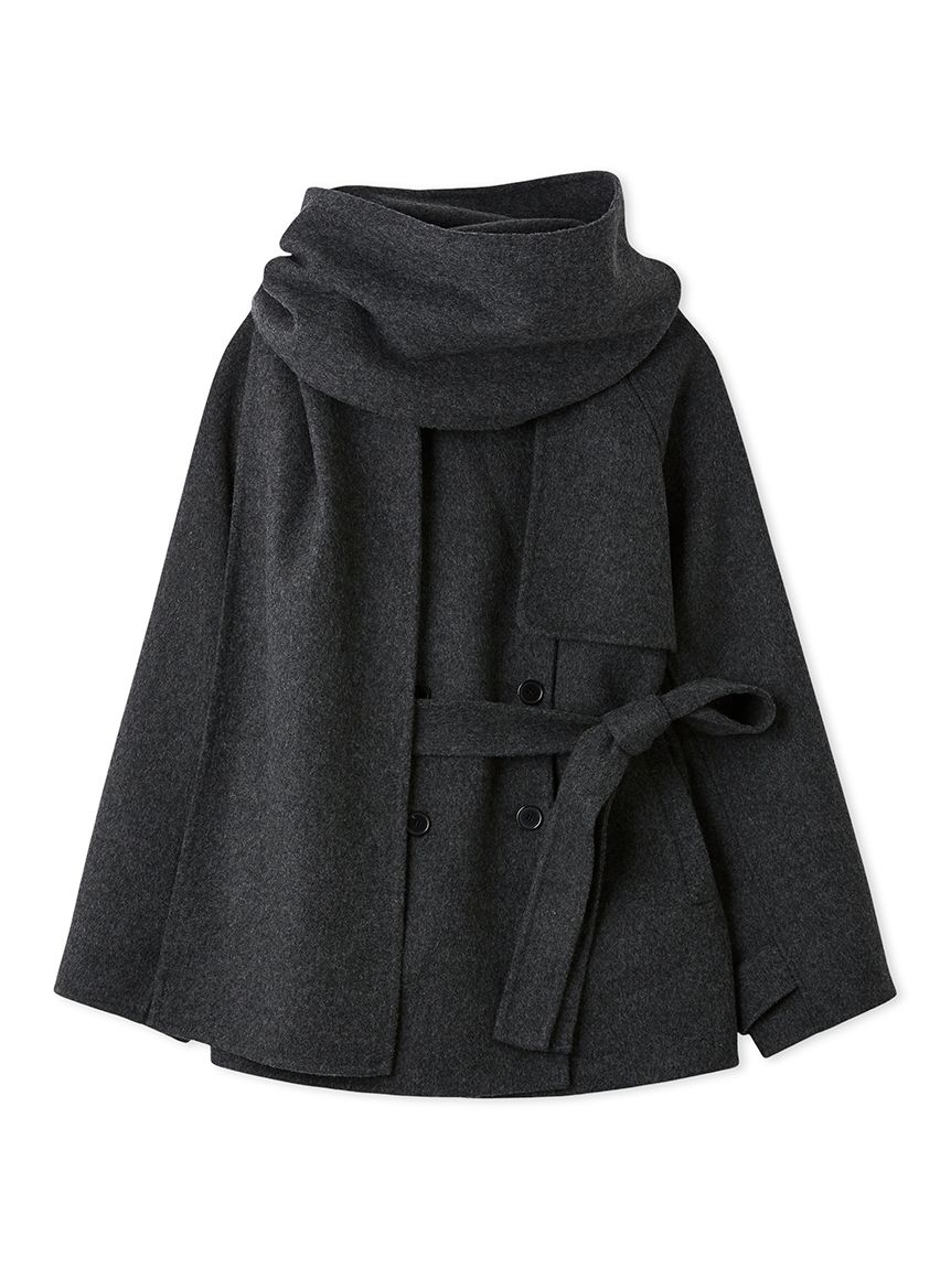 HIGH QUALITY】スカーフ付きウールミドルコート(コート)｜アウター