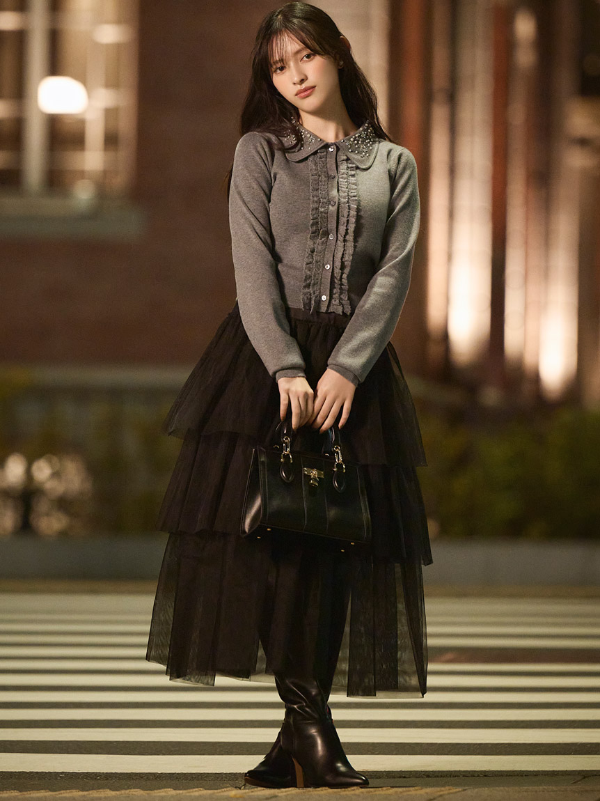 WEB限定】ビジューカラーニットカーディガン(カーディガン)｜トップス