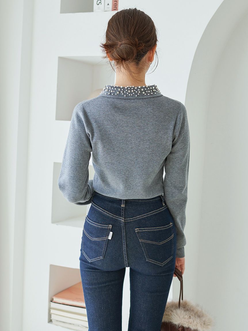 WEB限定】ビジューカラーニットカーディガン(カーディガン)｜トップス