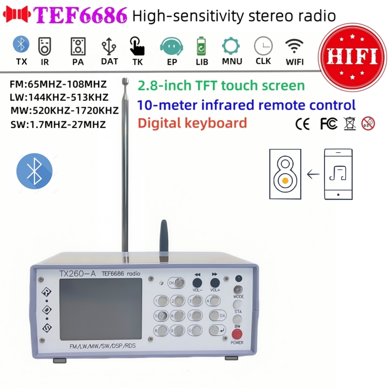 RX260-A TEF6686 Digital Radio FM AM SW Receiver Bluetooth