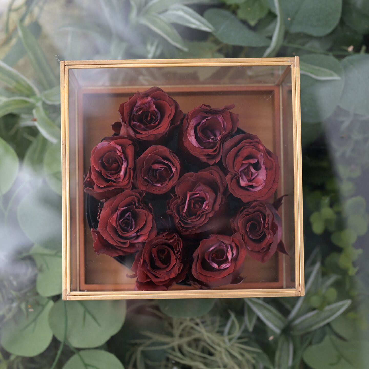 グラスBOX10 ローズ（プリザーブドフラワー）（赤いバラ10～12本で