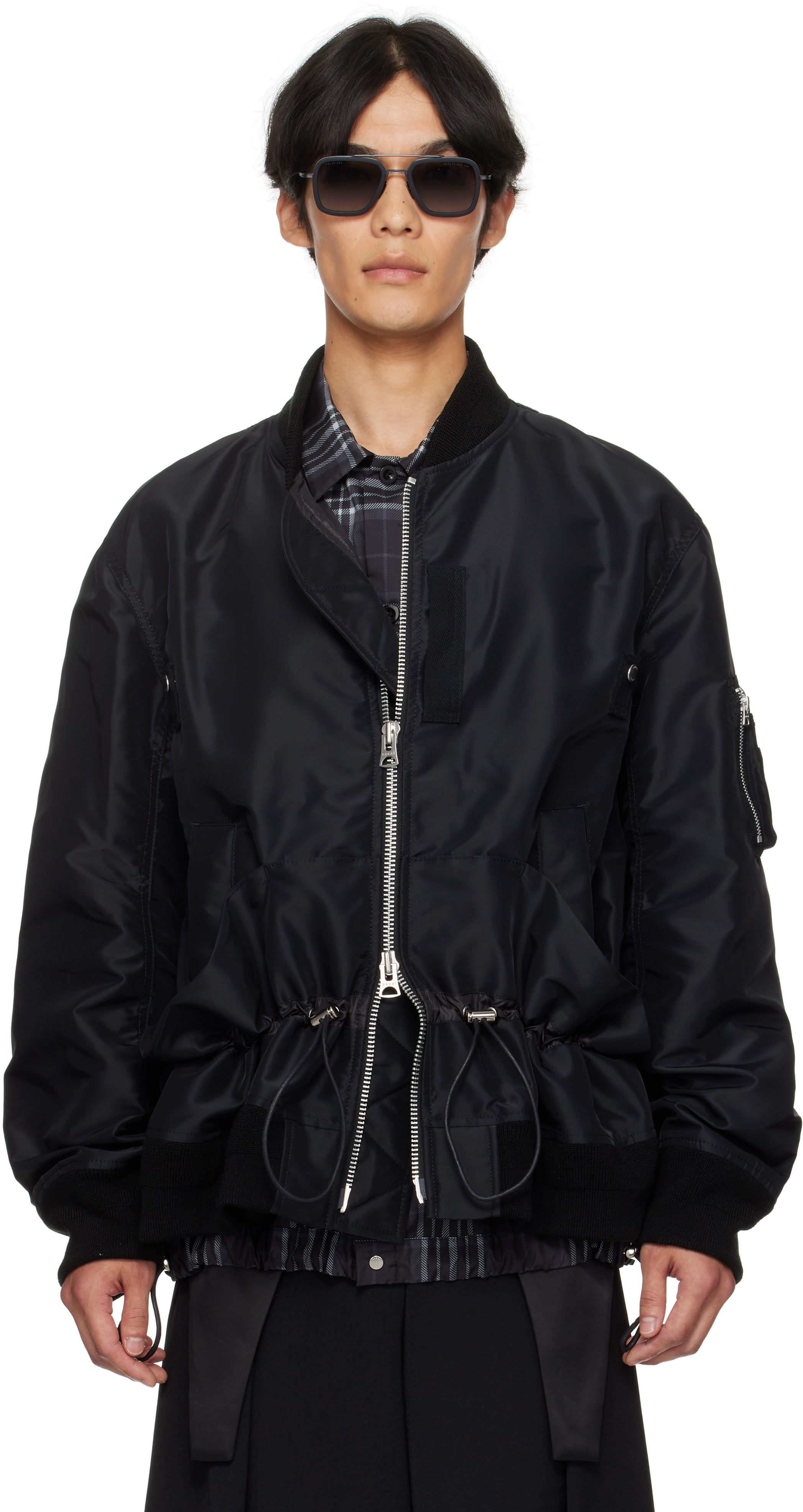 Black Nylon Twill Bomber Jacket by sacai on Sale