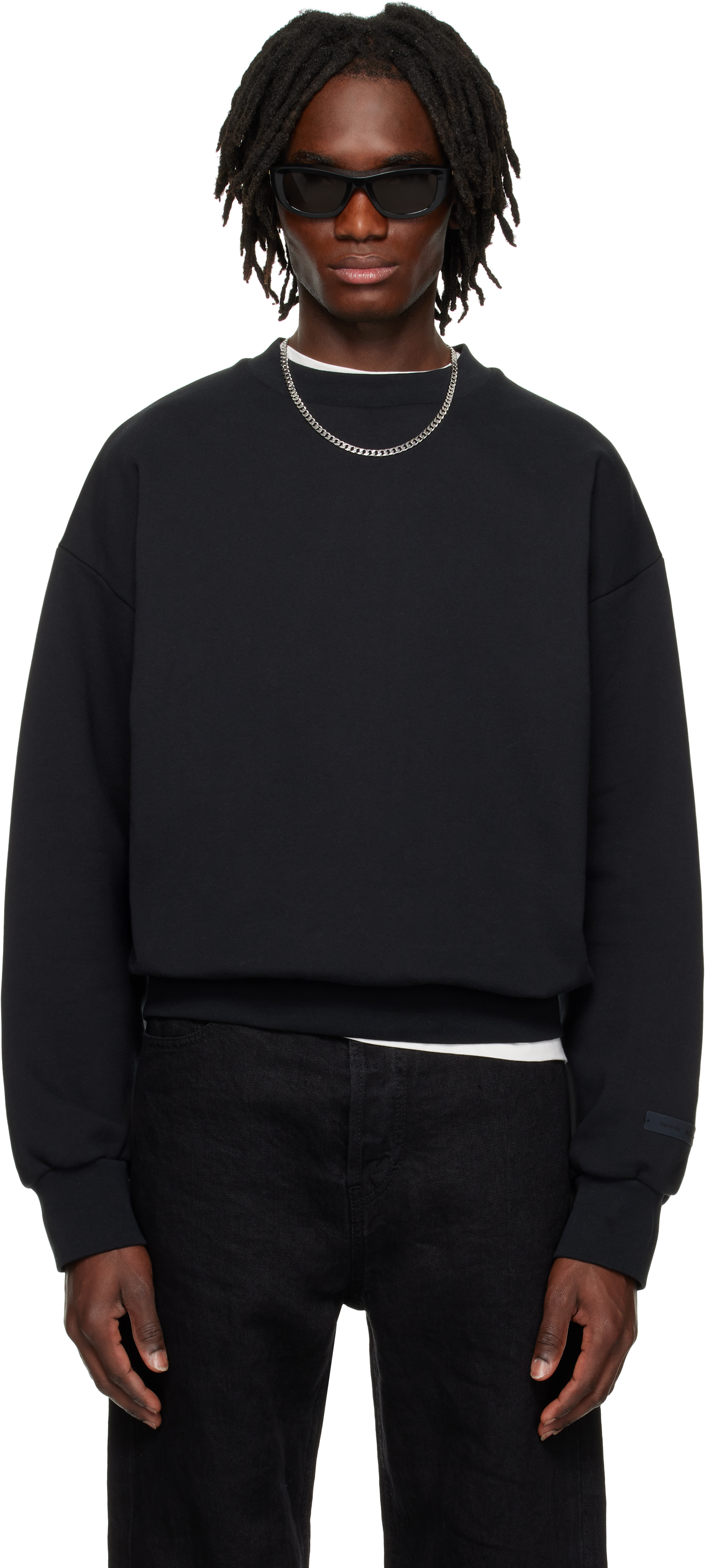 Fear of God ESSENTIALS: Black Classic Crewneck Sweatshirt | SSENSE