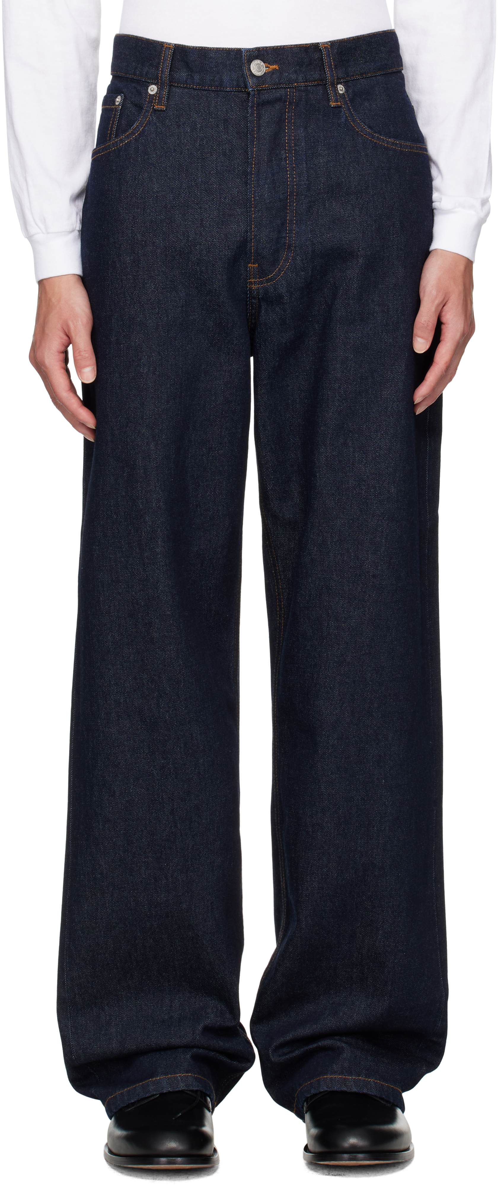 Dries Van Noten: Navy Loose Fit Jeans | SSENSE