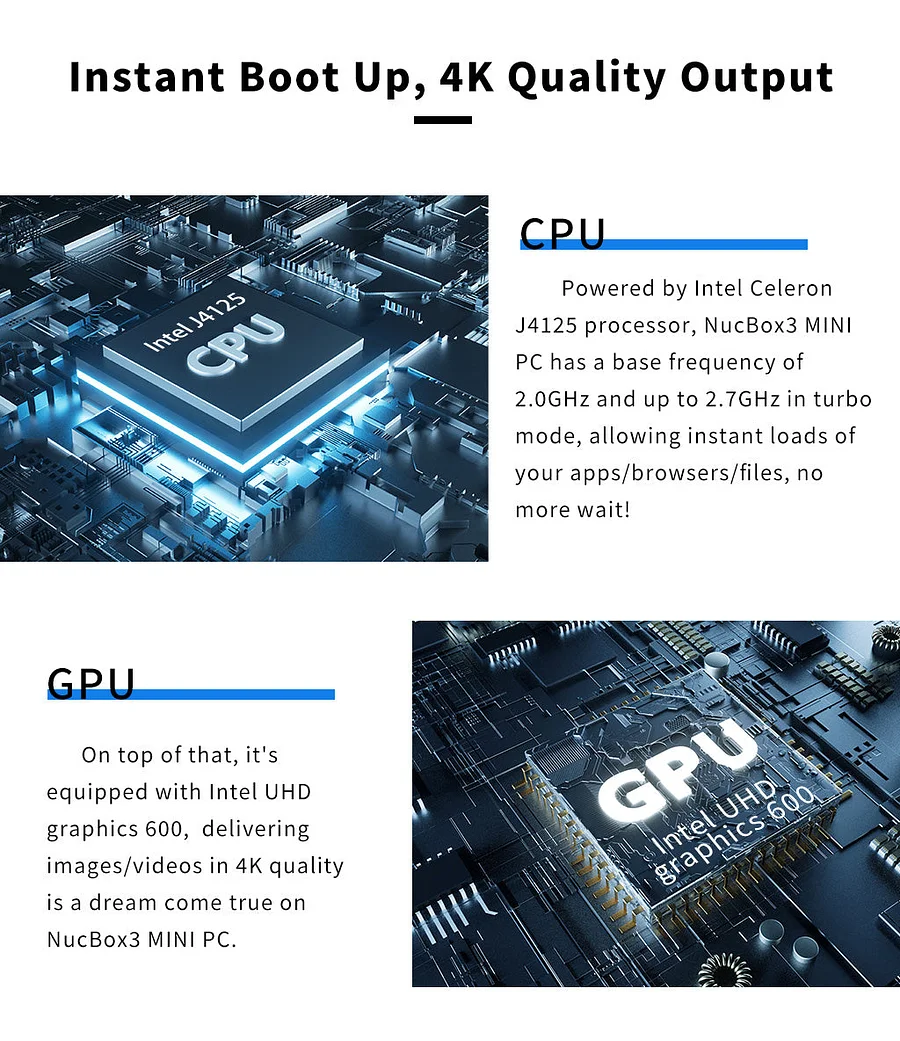 NucBox 3 Mini PC--Windows 11 Home OS + 4K 60Hz DP Port