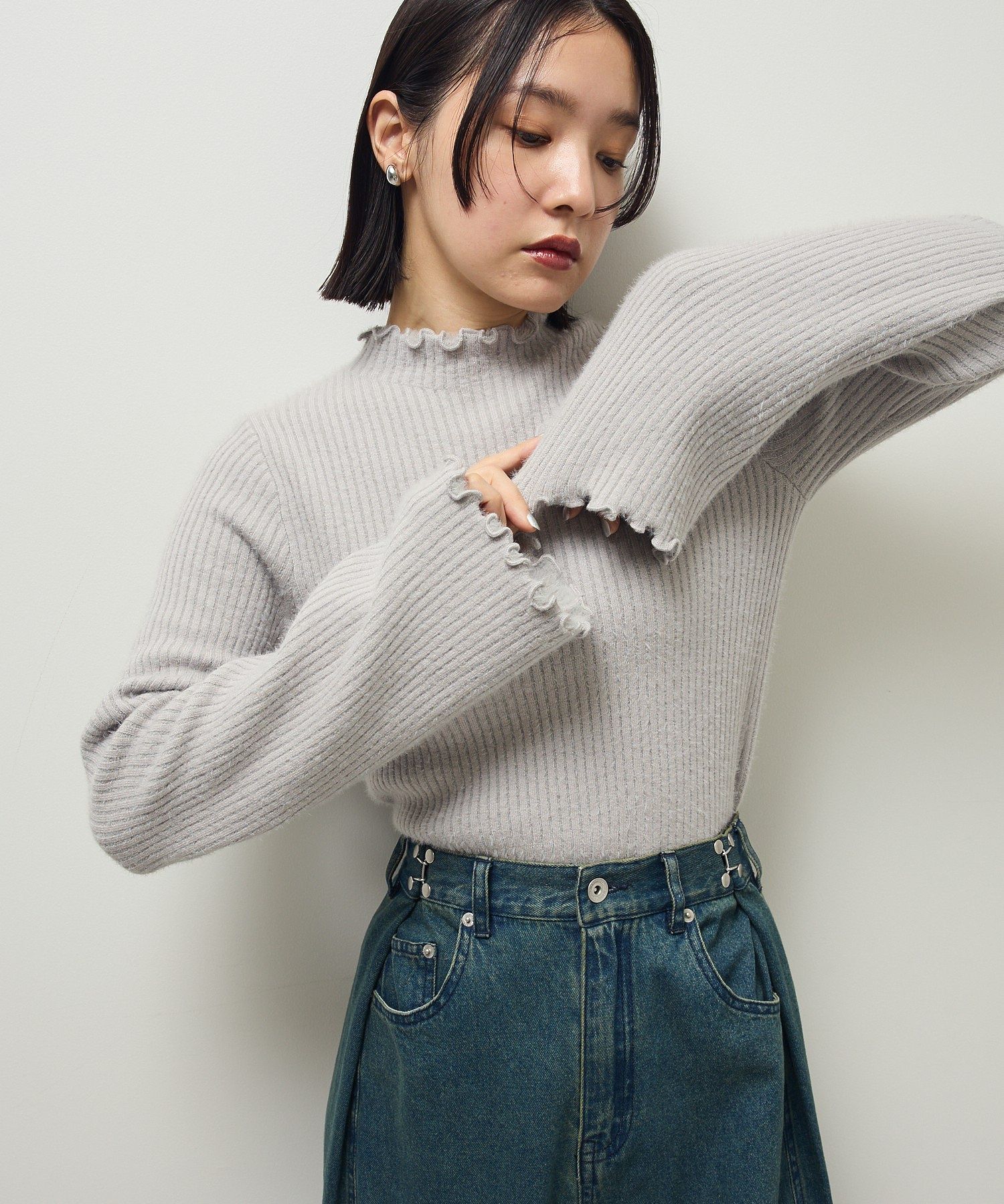 swing by ウラシャギーフレアスリーブニット/Green Parks（グリーン