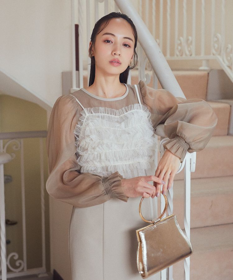 SET2点チュールキャミ付きドッキングワンピース/earth music&ecology