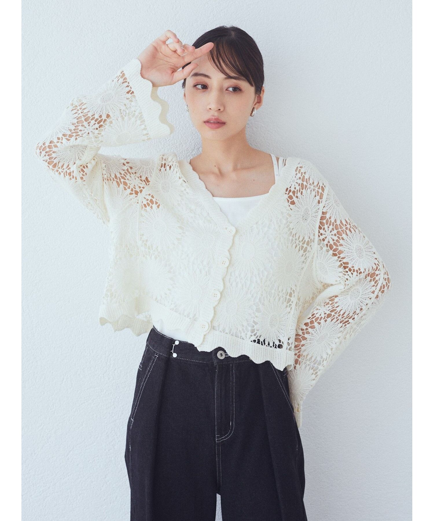 クロシェ風カーディガン/earth music&ecology（アース ミュージック