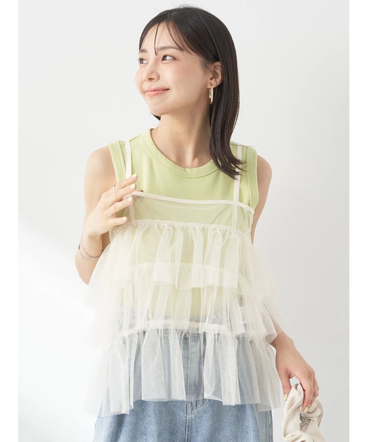 チュールティアードフリルキャミソール/earth music&ecology（アース