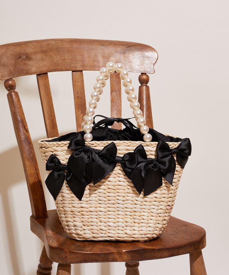 パールハンドルメイズリボンカゴバッグ/Maison de FLEUR（メゾン ド