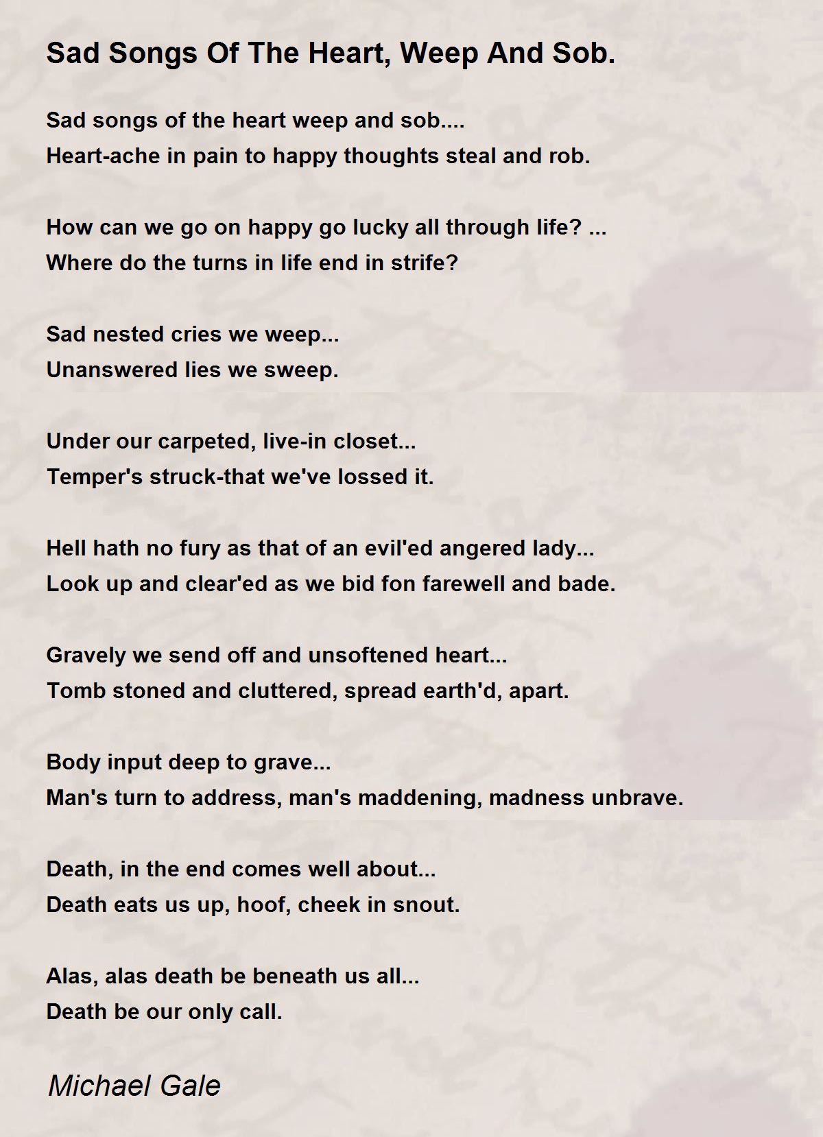 Sad Songs Of The Heart, Weep And Sob. - Sad Songs Of The Heart