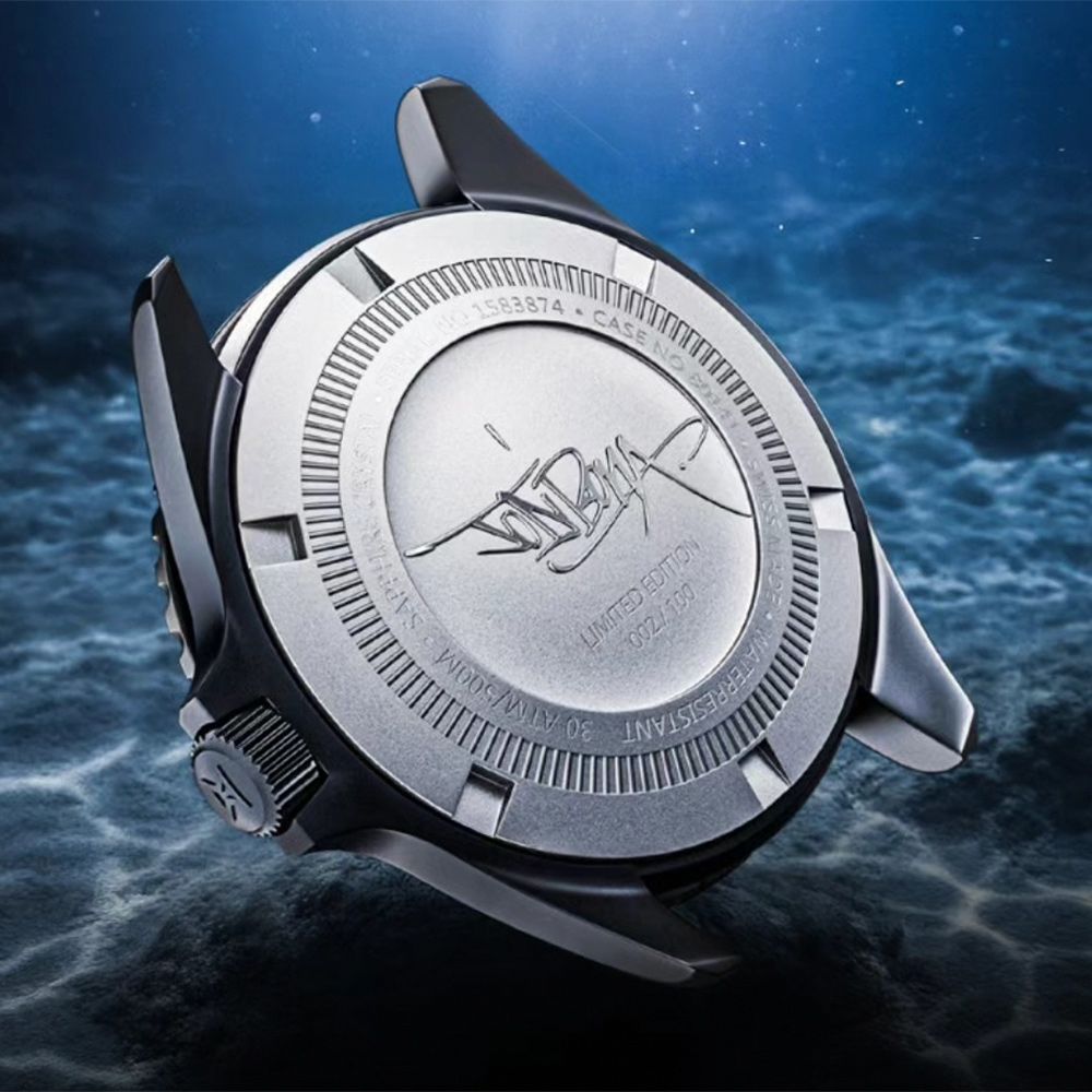 EDOX 伊度Pop Neptunian 海神藍眼淚限量300米潛水機械錶-黑E80141.37NM
