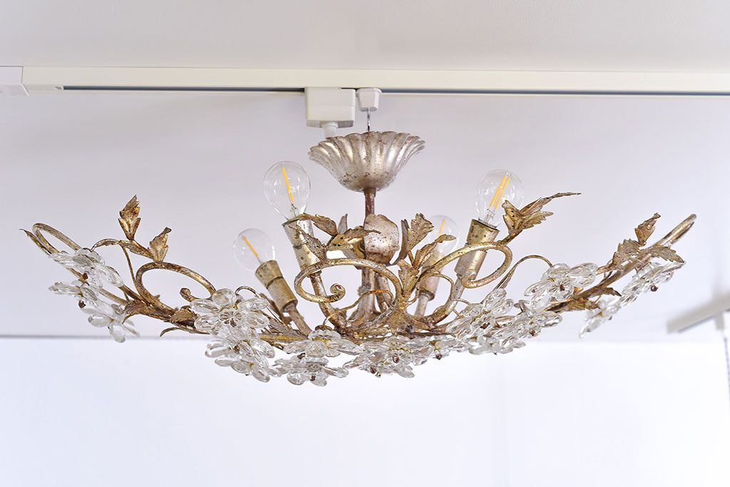 フラワーパターン シャンデリア 4灯 公式】アンティーク家具ラフジュ