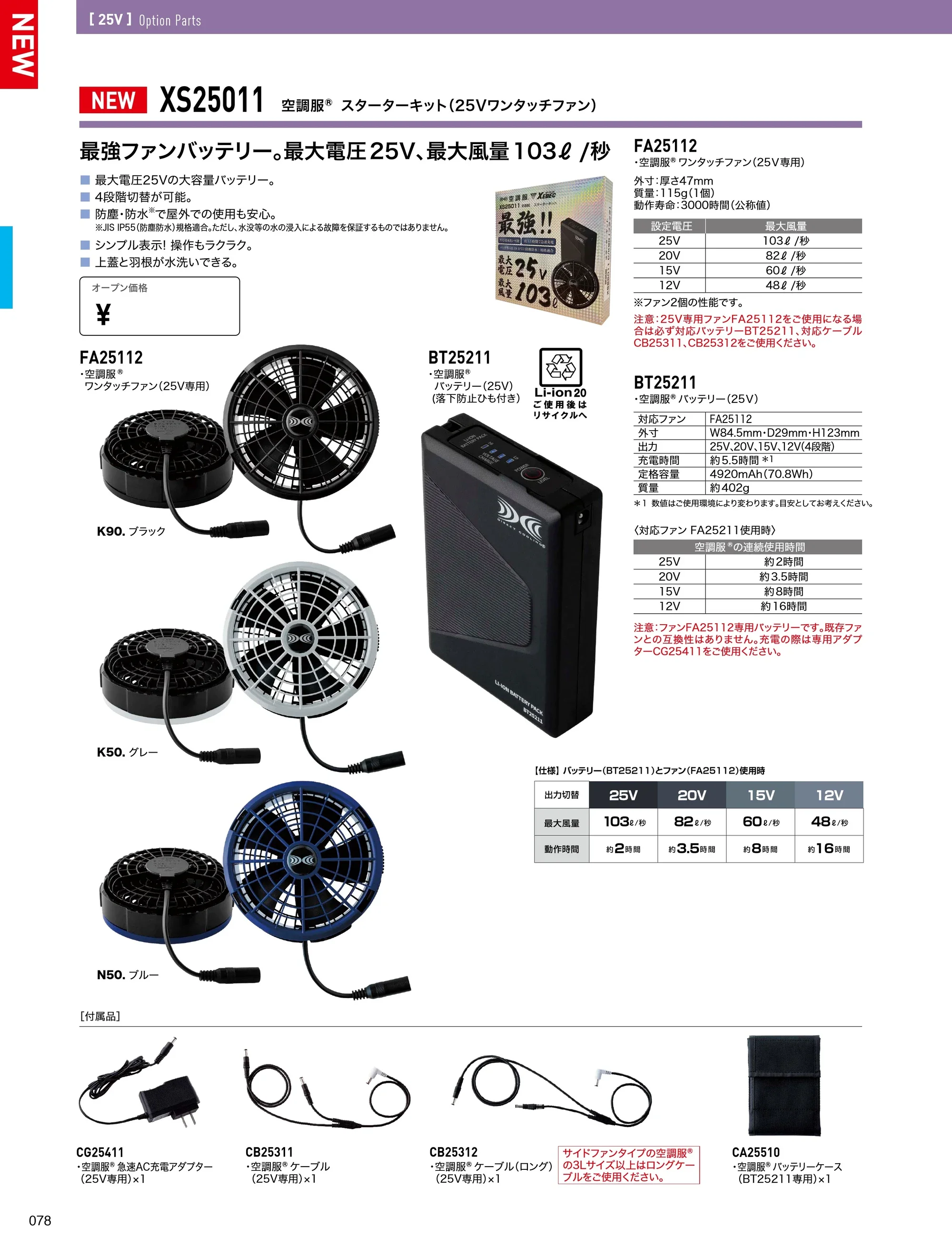 空調服スターターキット(25Vワンタッチファン) 空調服（ジーベック