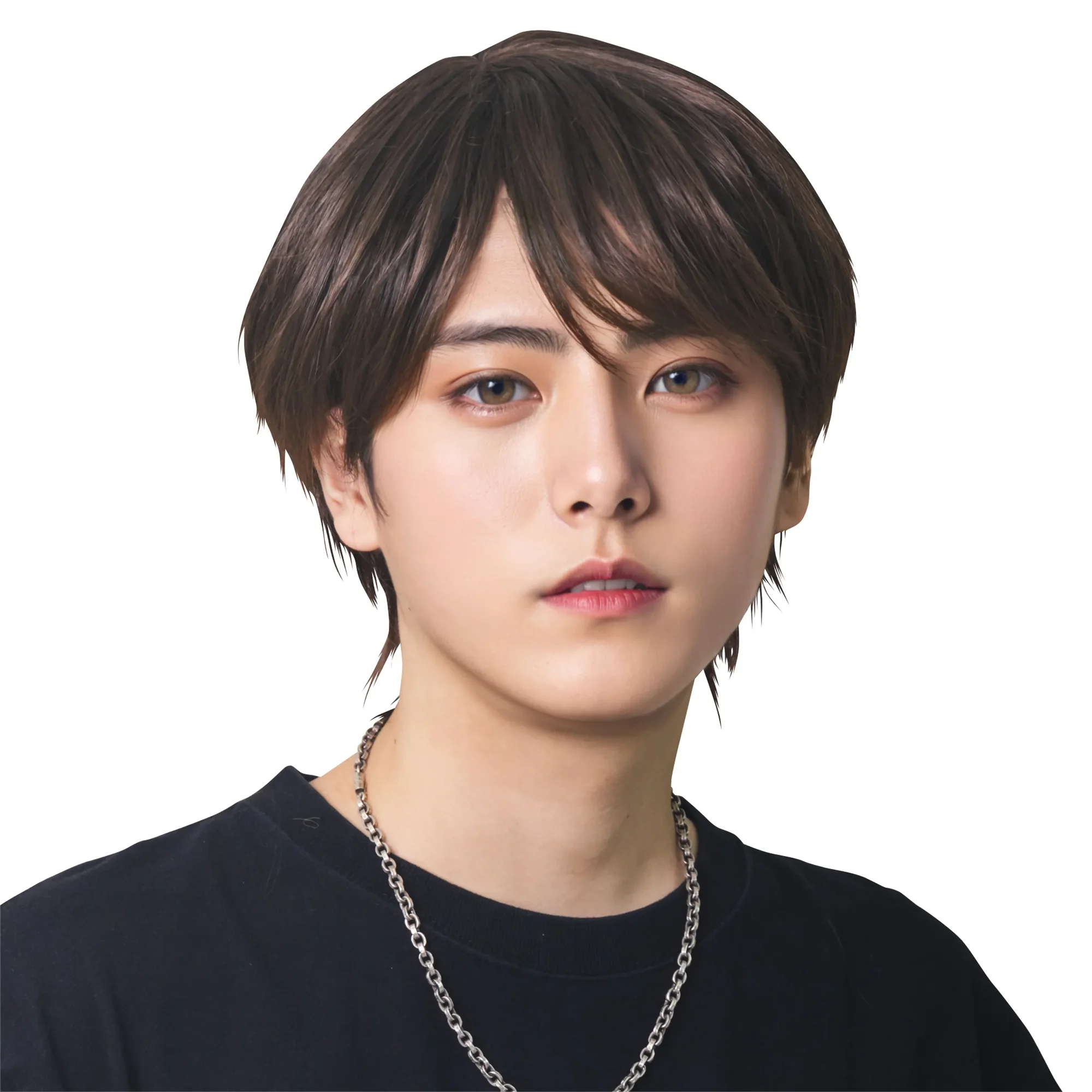 WIGGY RICHメンズ ベーシックショート(ダークブラウン) クリアストーン