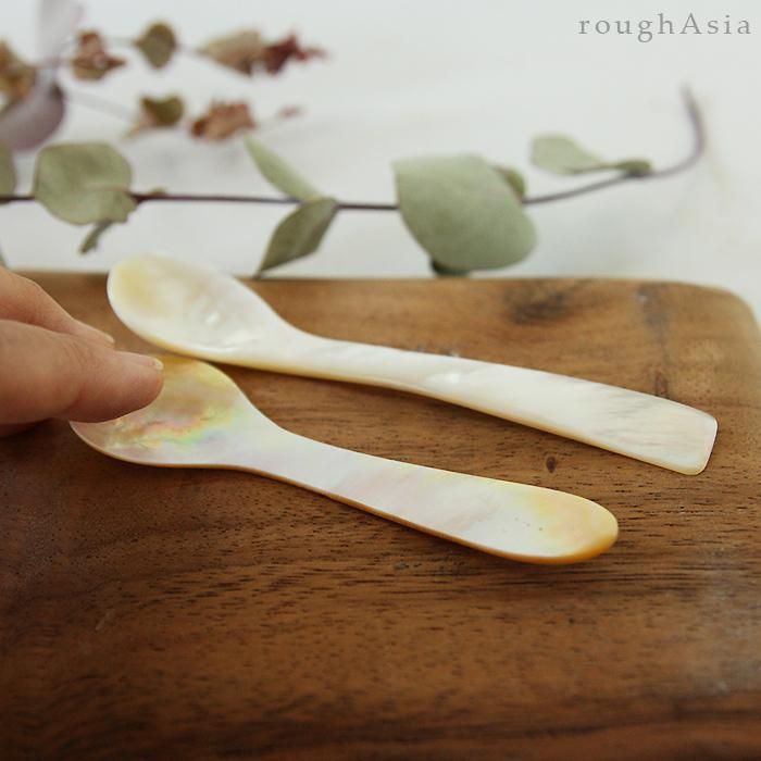 厚さ1mm！シェル(貝)のスパチュラスプーン／約10cm｜アジアの台所用品