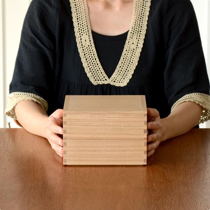 松屋漆器店｜白木塗タモ［6寸］二段重箱(ナチュラル) - ハシュケ