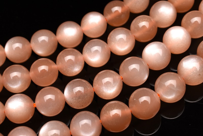 オレンジムーンストーン 10mm 1連（約38cm）_R5904-10 - 天然石 卸