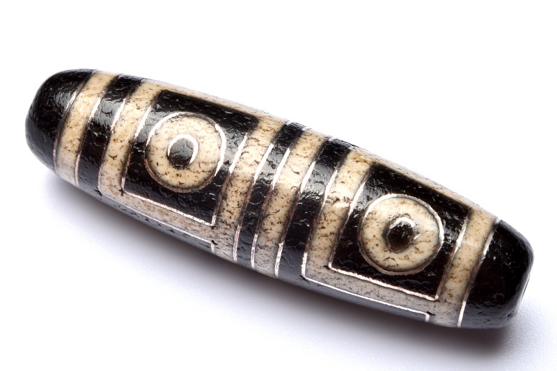 銀線天珠 四眼天珠 49x14mm チベット御守り_PRG757 - 天然石 卸問屋