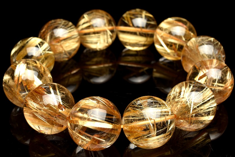 1点物】AAAA高品質◇希少大珠 ゴールデンタイチンルチルクォーツ 20mm