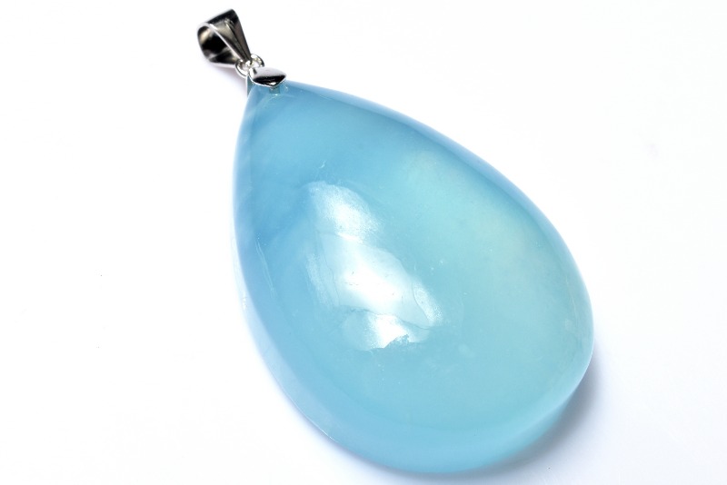 1点物】Silver925◇海色ブルー アクアマリン 38x25mm ドロップ