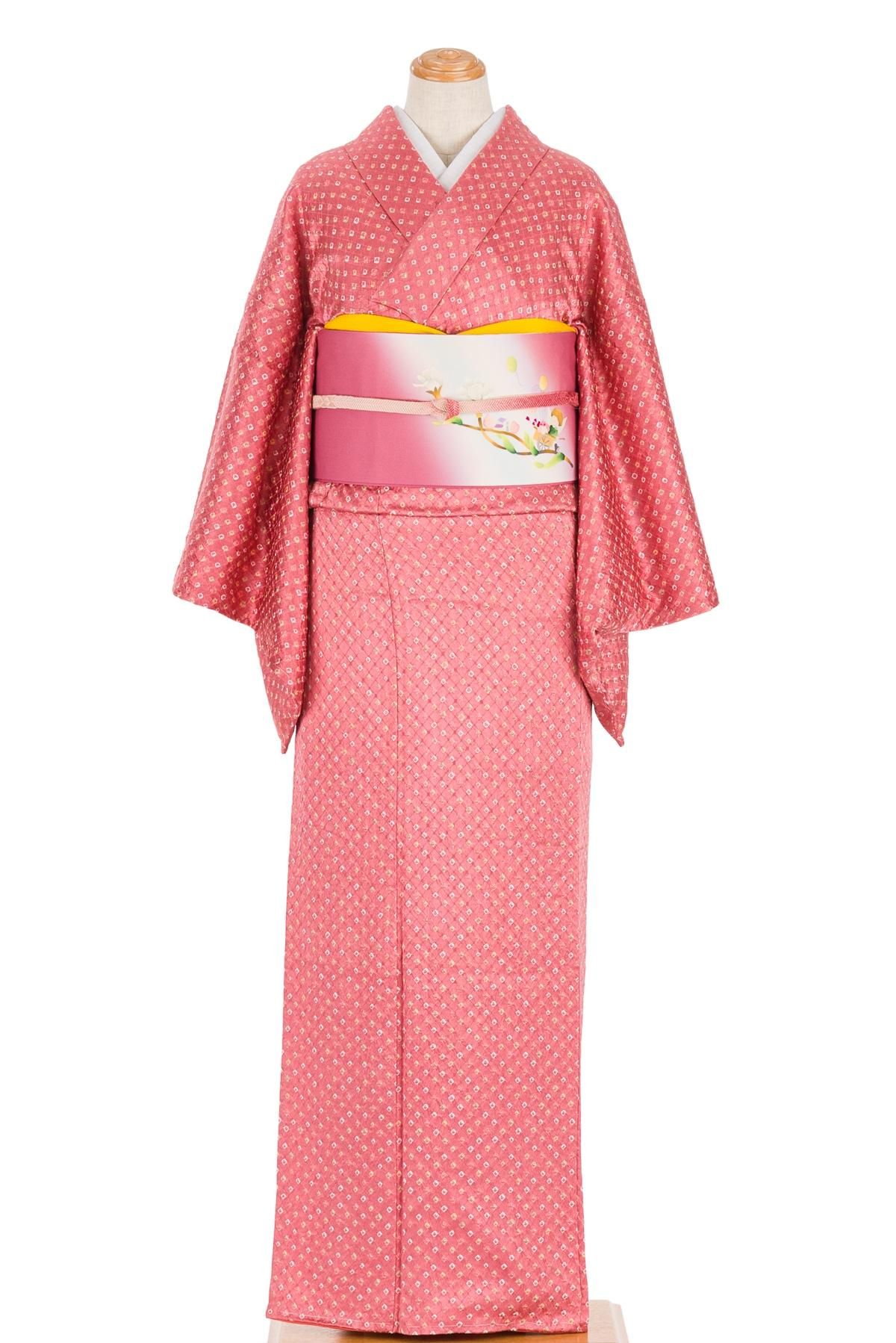 絞り ピンク地 ドット - からん::アンティーク着物・リサイクル着物の